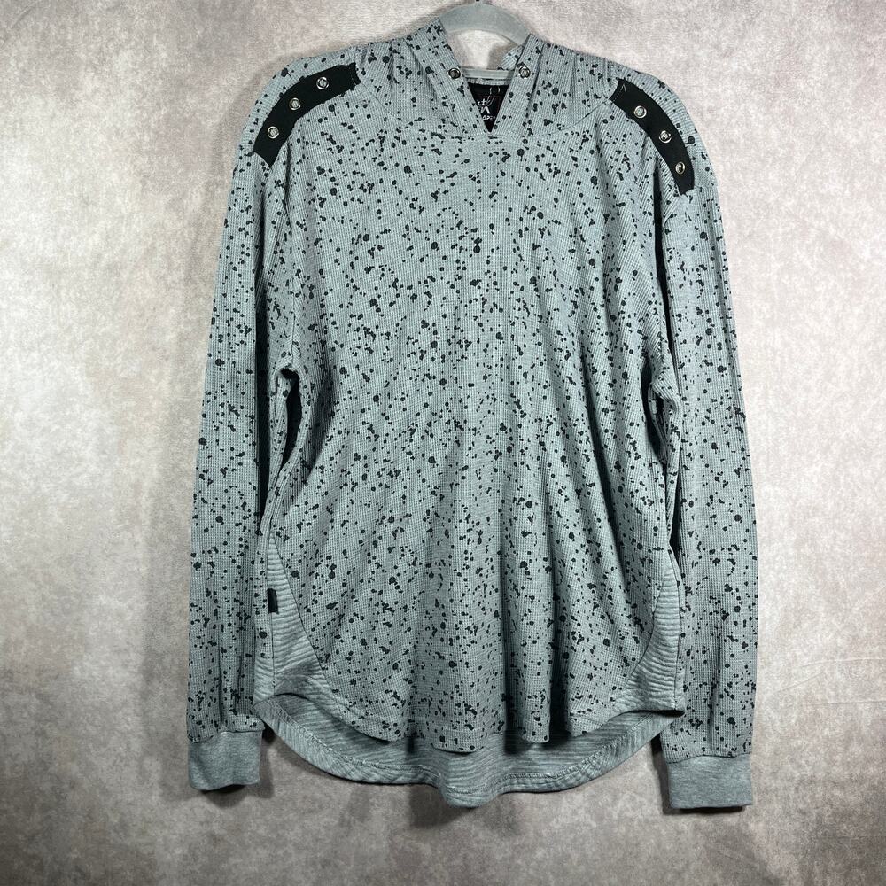 Red Ape Hoodie Shirt Mens Size XL Gray Dotted Waffle Knit Thermal‎ Long Sleeves